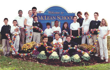 [Children around the
McLean Sign]